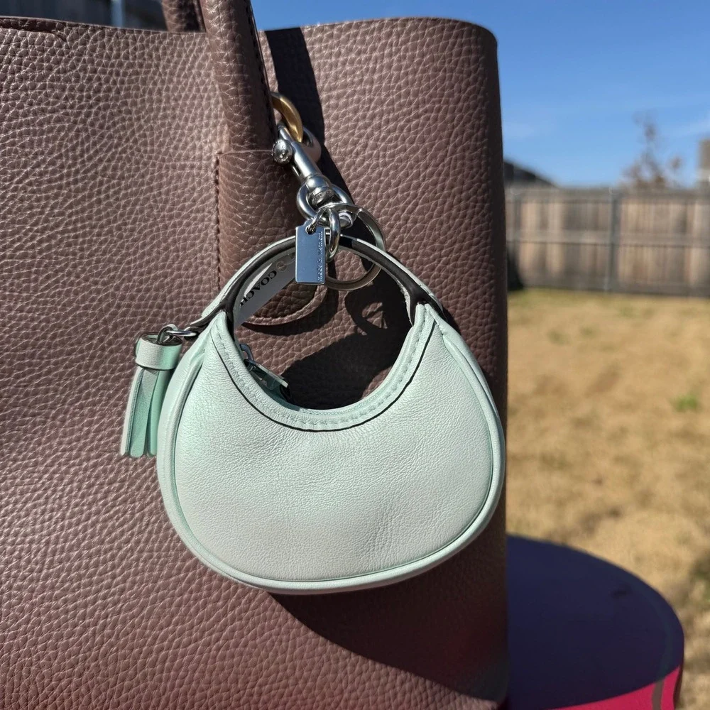 Coach Womens Mini Micro Bag Charm Mint Green Leather Quiet Luxury Coquette Purse